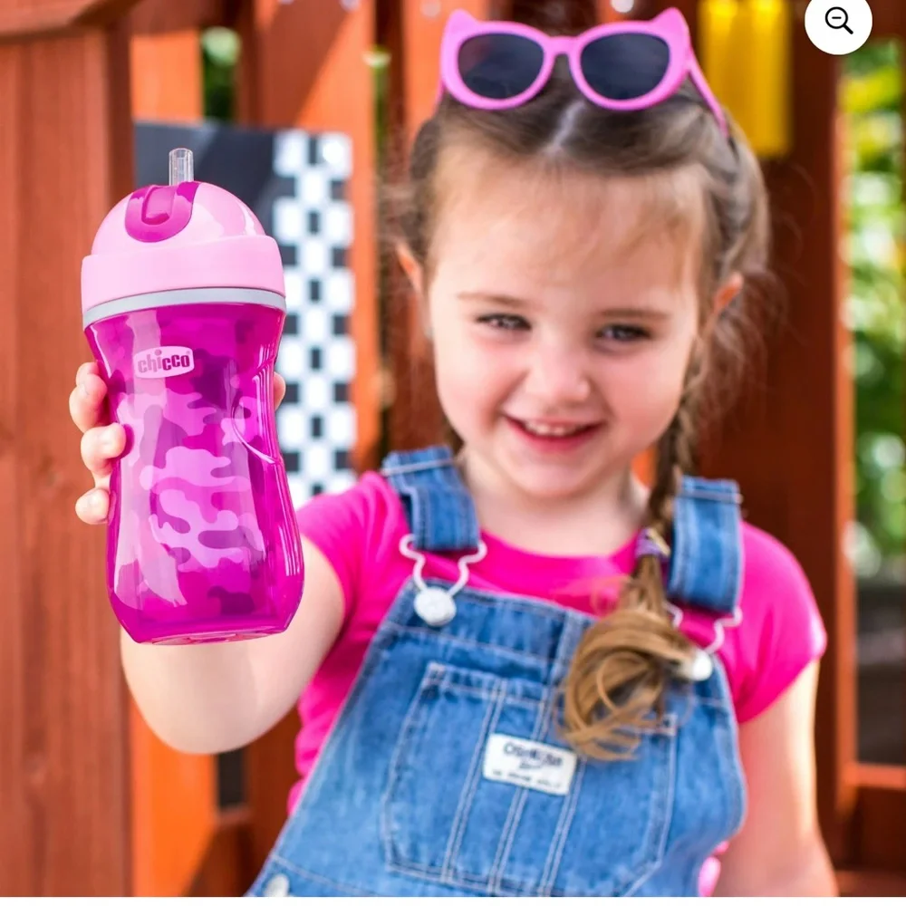 Like New! Chicco Insulated Flip-Top Straw Cup 9oz, Pink/Purple, 12m+ (2pk)‎